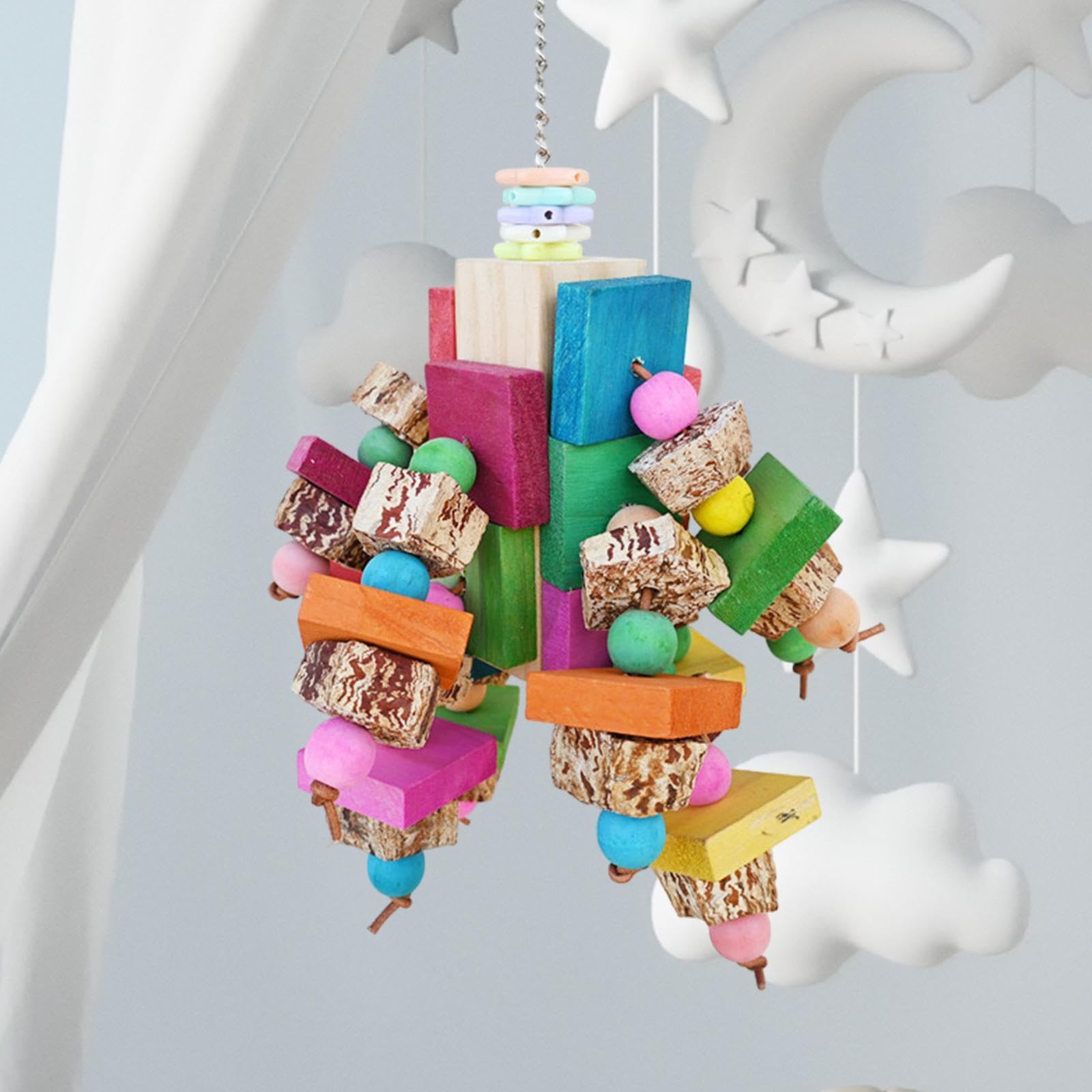 Juguete Colgante para Jaula de Pájaros, Juguete para Masticar para Loros, Juguete Multicolor, Juguete para Loros