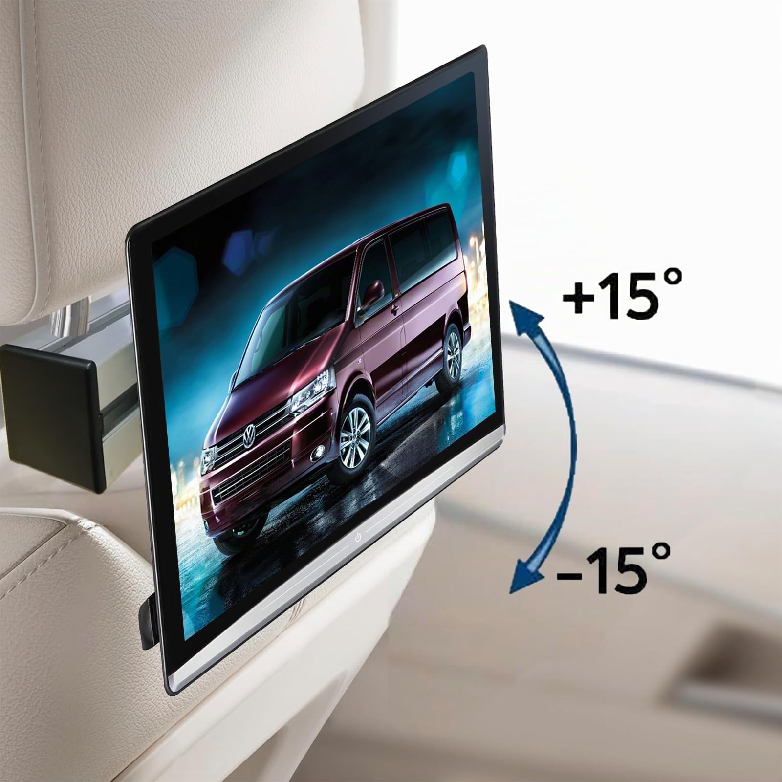 Campervan - Supporto per TV con poggiatesta VESA per TV da 12 a 24 pollici, fino a 13,6 kg, girevole, inclinabile, bloccabile per T4, T5, T6, camper e camper