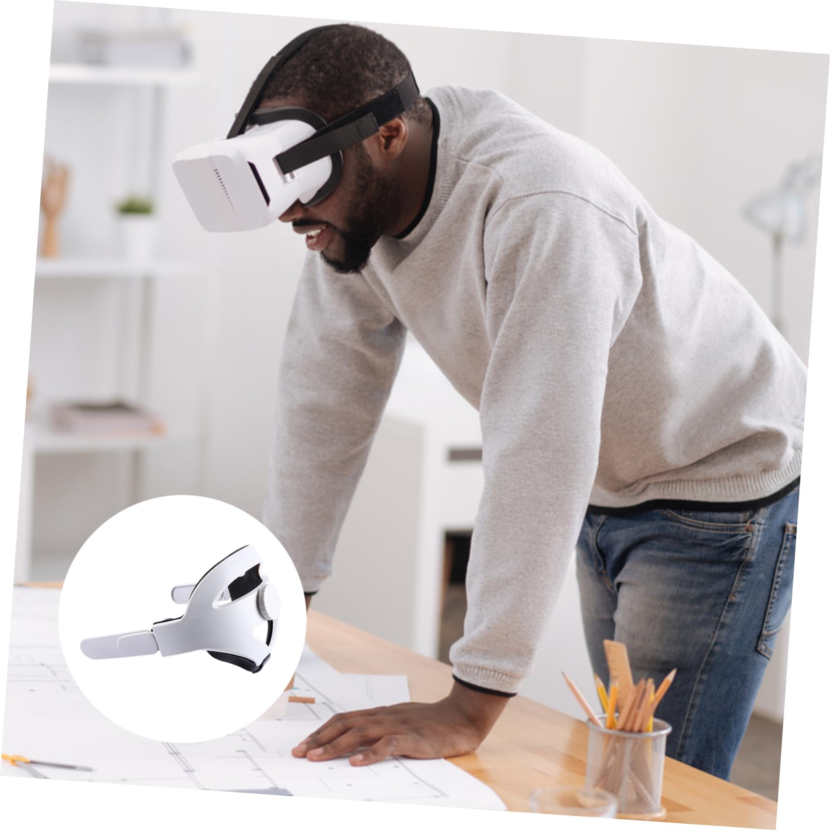 SHINEOFI Correa Ajustable y para Auriculares VR Compatible con Oculus Soporte Ergonómico y Protector para Uso Prolongado