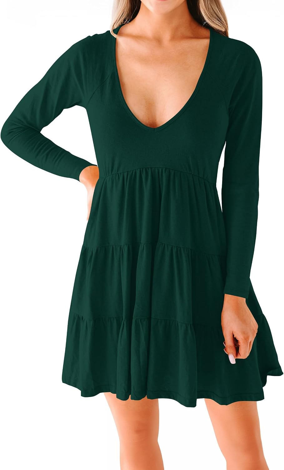 Women's Casual Summer Dress Sexy V Neck Short Sleeve Flowy Ruffle 2026 Trendy Short Mini Dresses