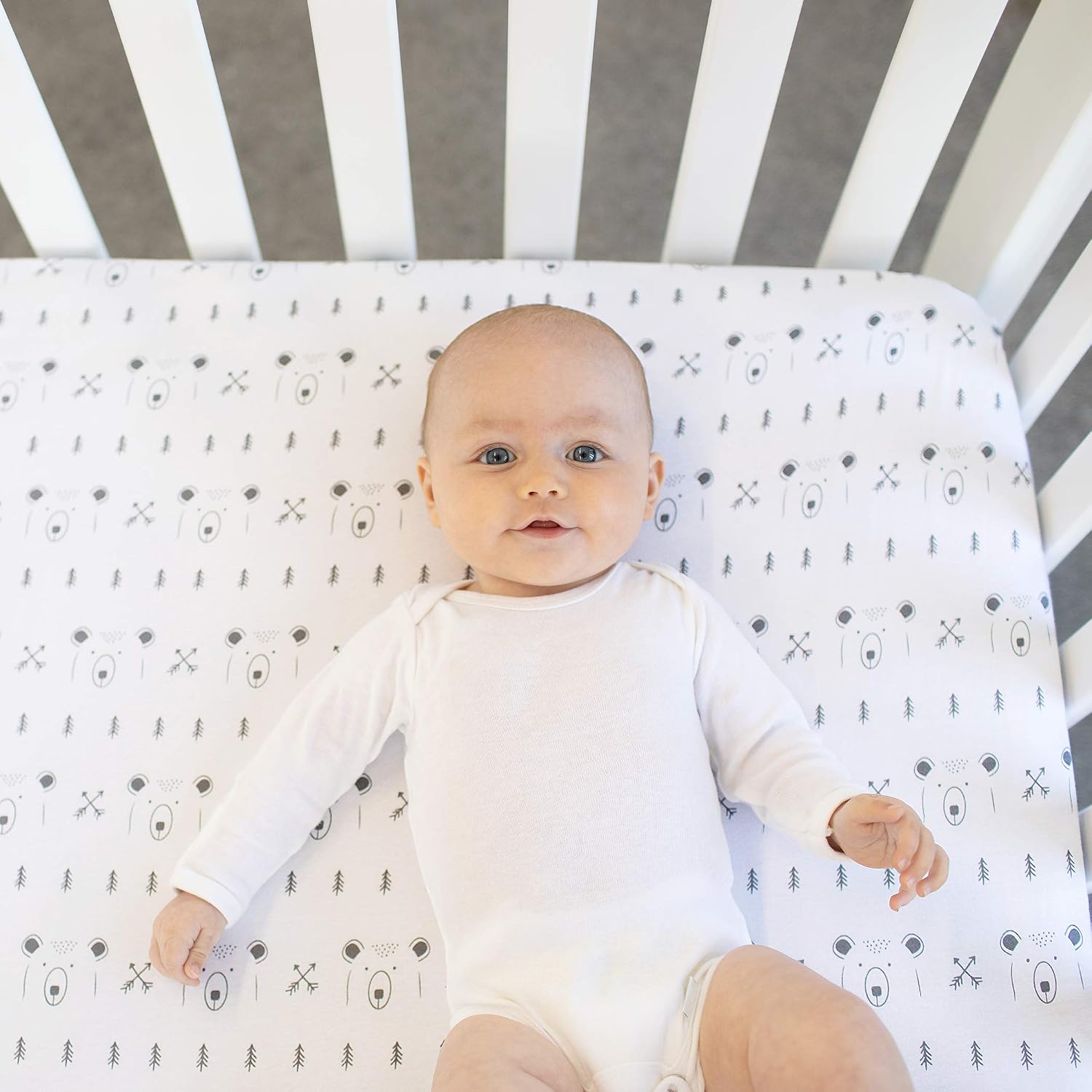 Trend Lab Jersey Fitted Crib Sheet, Peak-A-Bear