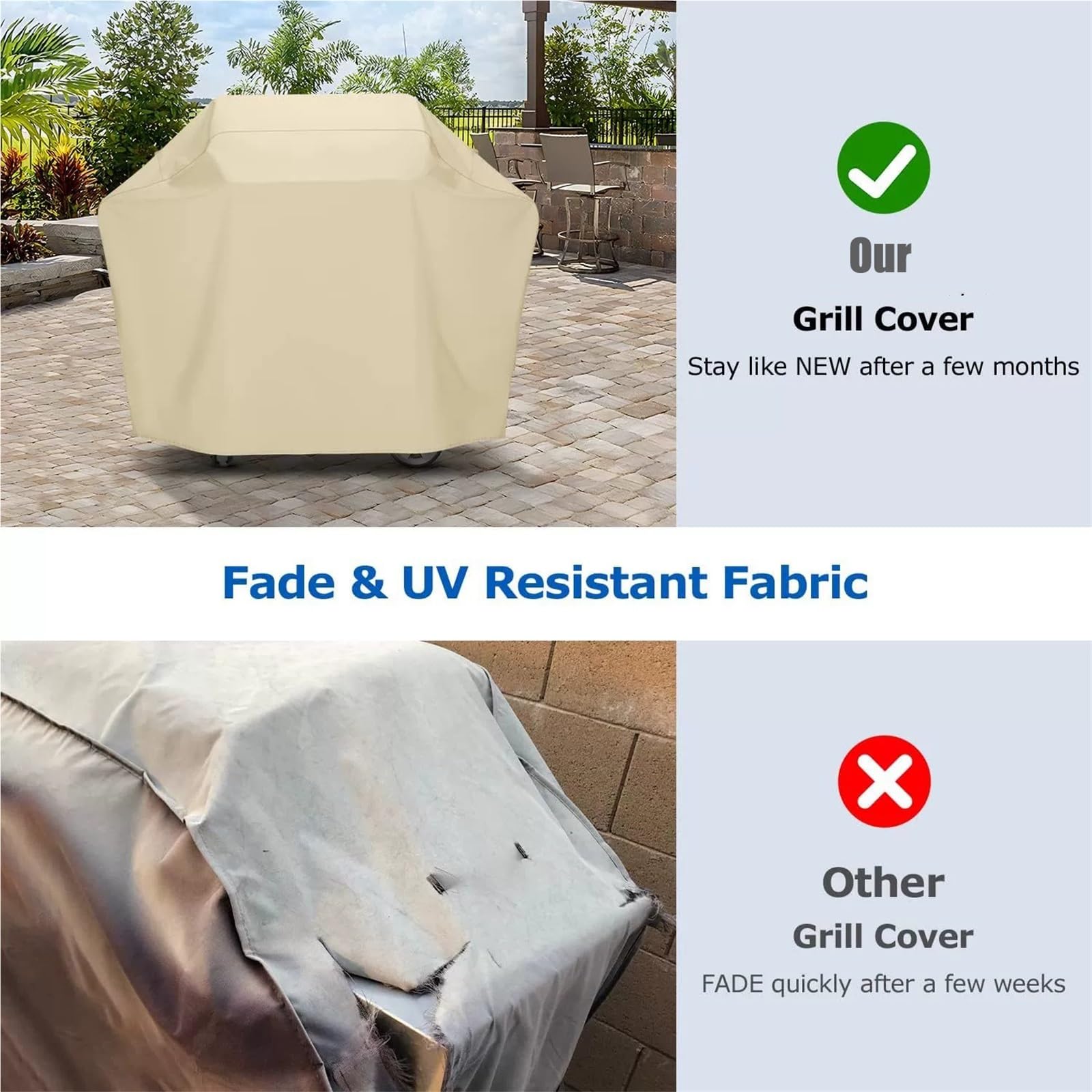 Coperture Griglia Barbecue Esterno Beige 420D | Copertura griglia barbecue antipolvere resistente agenti atmosferici anti-UV resistente sbiadimento(S)