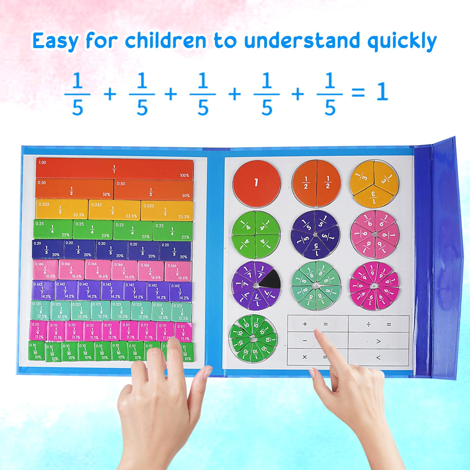 Piastrelle Con Frazioni Montessoris Primaria,Giocattolos Magneticos Per Imparare Le Frazioni,Bambinos Libri Sulle Frazioni Magnetiche