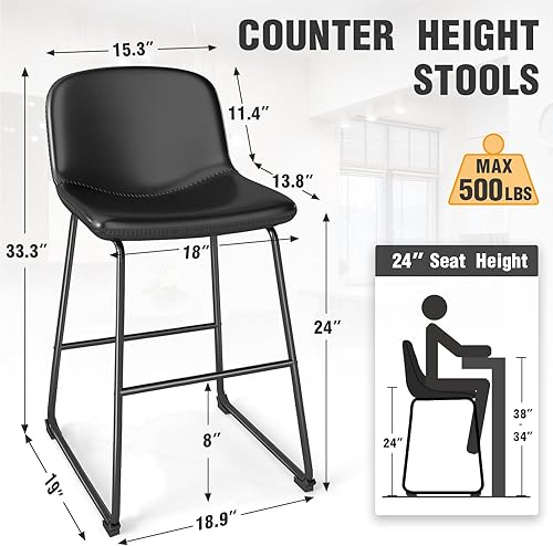 Miniatura 3 de TAVR Dining Chairs Set of 2, Armless Counter Height Stools with Back Hold up to 500 lbs for Home, Kitchen, Dining Room, Bar, Coffee Shop, Industrial