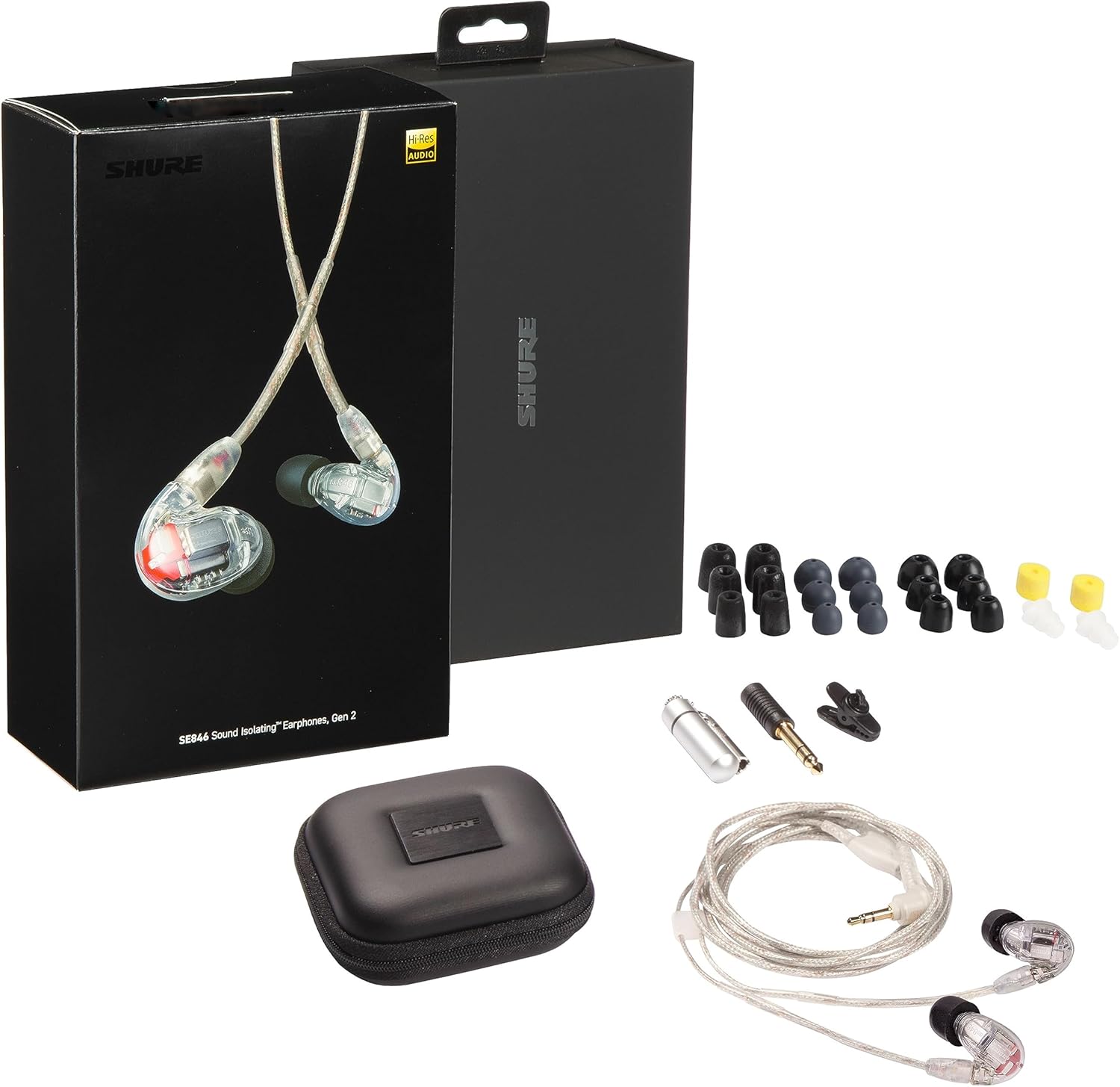 Shure SE846 Pro Gen 2 Wired Earbuds with Secure Fit, Hi-Def 4 Drivers, Upgraded Sound Filters & EAYLF1-10 Yellow Foam Sleeves (10 Included/5 Pair)
