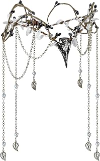 MOSTORY Hexe Kopfschmuck für Faschingskostüm Damen, Elfen Krone mit Krähe und Quaste für Mittelalter Kleidung Cosplay Karneval