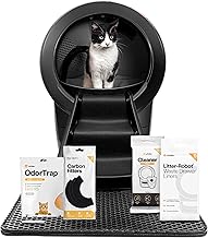 Litter-Robot 4 Supply & Accessory Bundle by Whisker, Black- Automatic Self-Cleaning Cat Litter Box, Includes Litter-Robot 4, Ramp, Mat, 3 OdorTrap Packs, 10 Liners, 30 Wipes, & 2 Carbon Filters
