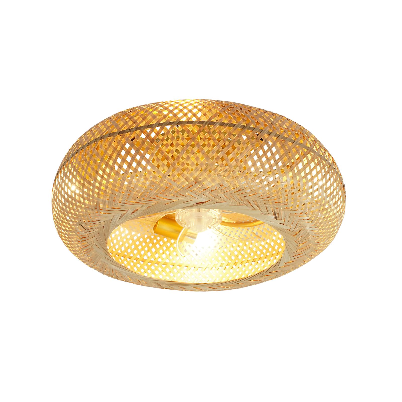 Ventilatore a soffitto in rattan da 20 pollici, con telecomando, illuminazione e funzione timer, 6 velocità ventilatore a soffitto