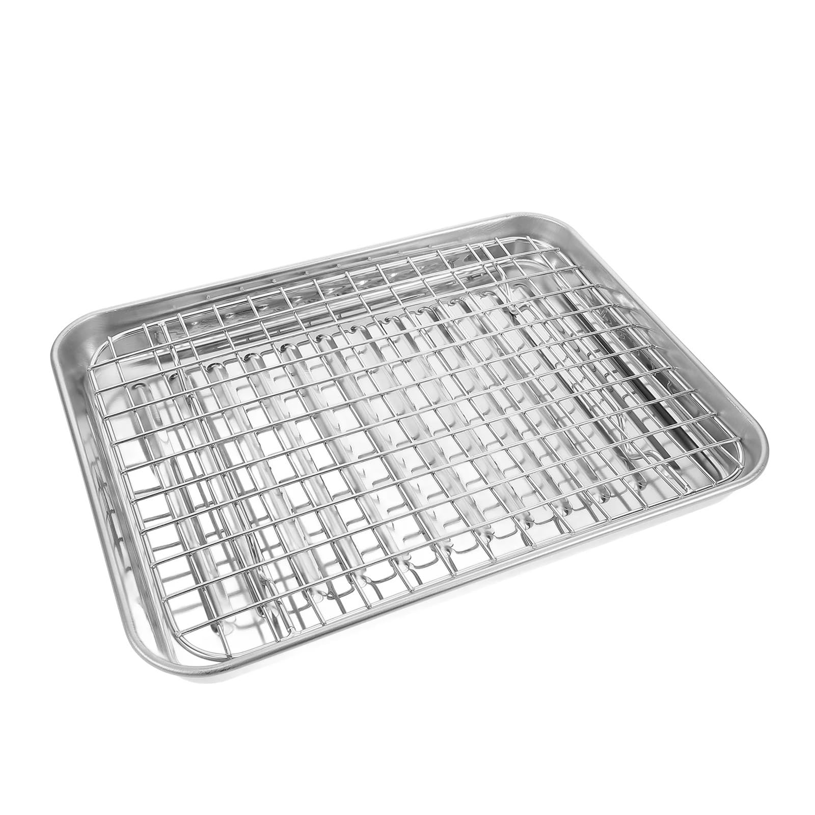 Backblech Obst-Set, Backgeschirr, Grillplatte, Bratpfanne aus Edelstahl, Bratblech mit Rost(Multi)