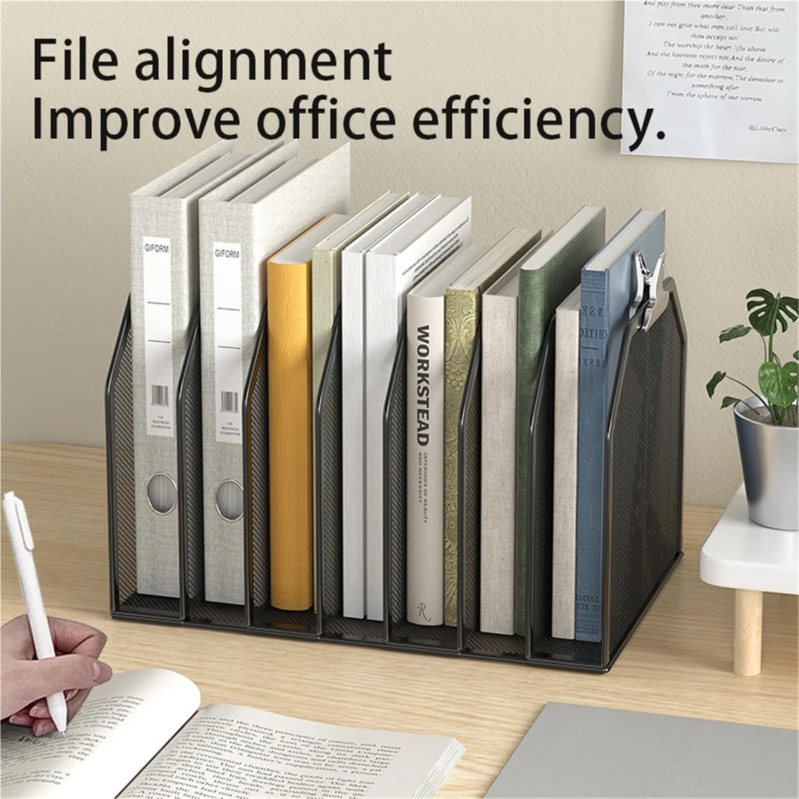 Stehsammler 7-teiliger Desktop-Aktenordner-Organizer aus Metallgeflecht for die Aufbewahrung von Dokumenten und Büchern