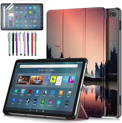 Funda triple plegable para Tienda Fire Max 11 (13 generación, 2023), funda triple y ligera con soporte para encendido y apagado automático + 1 lápiz