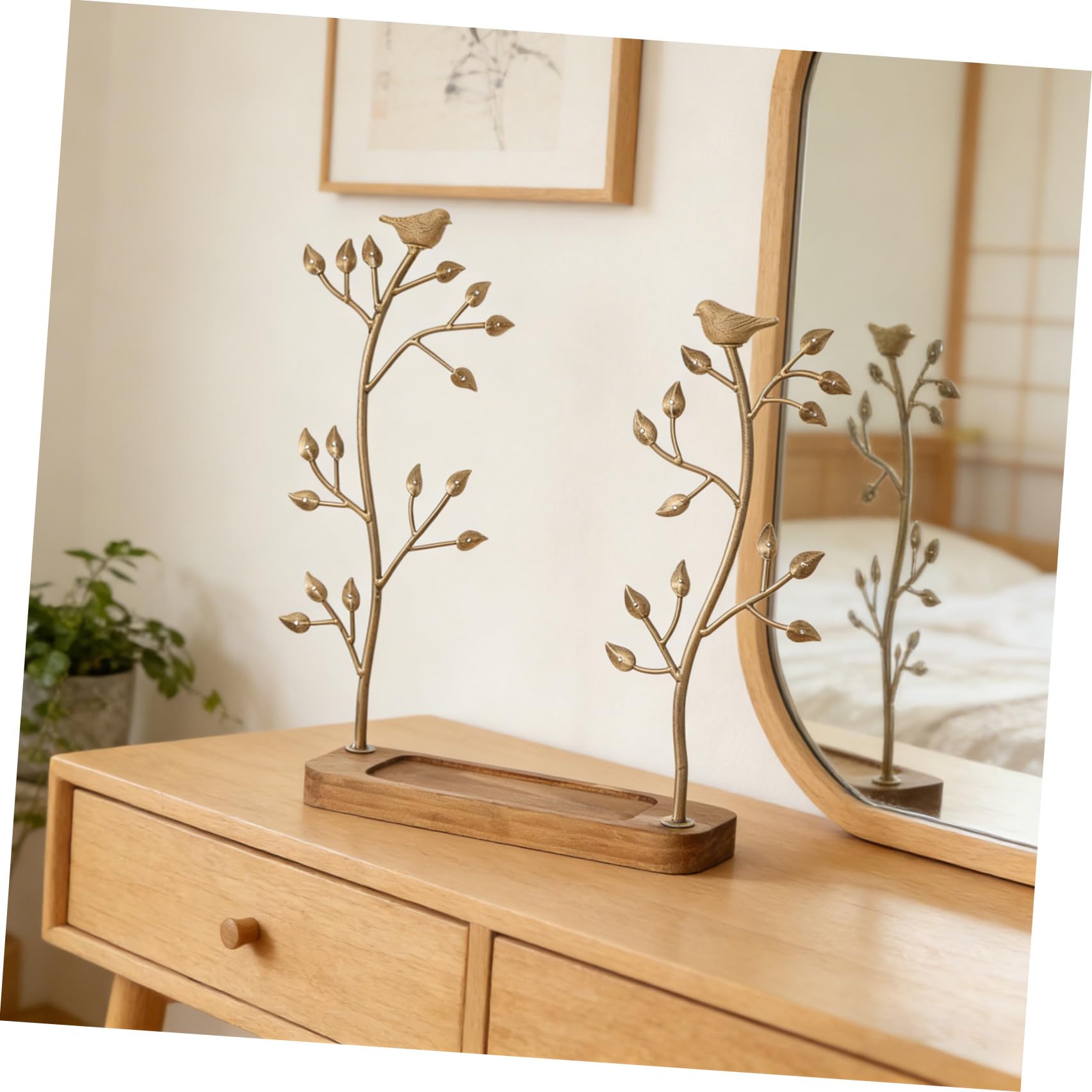 Toyvian Présentoir Bijoux Fer et Bois Design Arbre à Oiseaux Organisateur de Colliers et Boucles Oreilles pour Intérieur