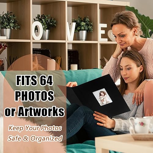 Miniatura 7 de Aevdor Álbum de fotos de 11 x 14 pulgadas con capacidad para 64 fotos, portafolio de arte con cubierta de lino de 11 x 14 pulgadas, carpeta de arte