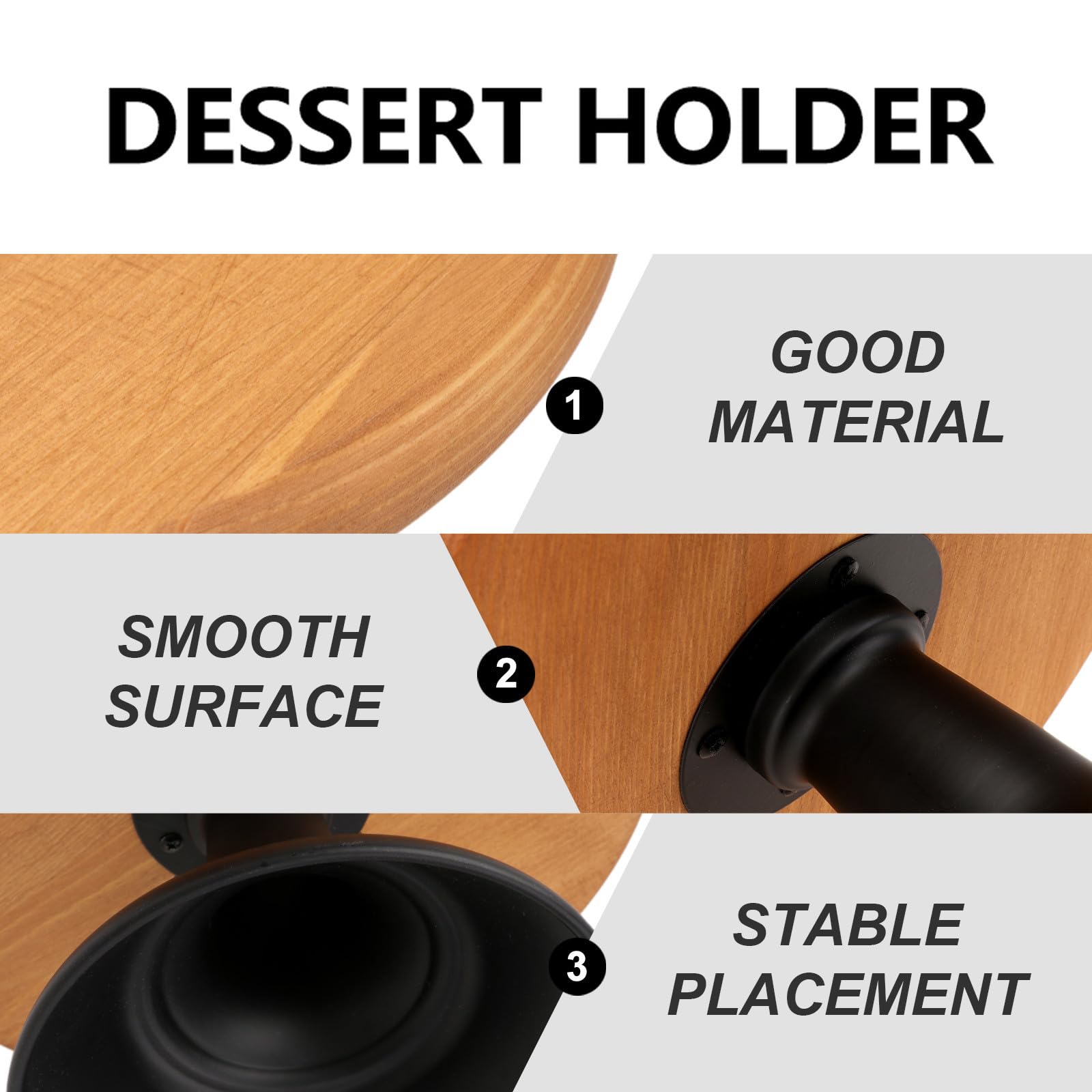 Porta Postres de Madera y Metal Marrón para Mesa Decorativa Moderna