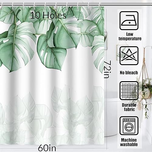 Vista 56 de Yeele Cortina de ducha de paisaje natural, árboles verdes, bosque, cortinas de baño, primavera, amanecer, selva, paisaje, impermeable, decoración