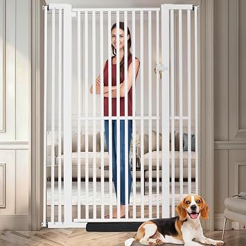 Rgqphantom 71 inch Extra Tall Pet Gate,29.92"-43" Extra Wide Pressure Mounted Walk Through Swing Safety Cat Gates for Stairs, Doorways, Kitchen71 * 43inch