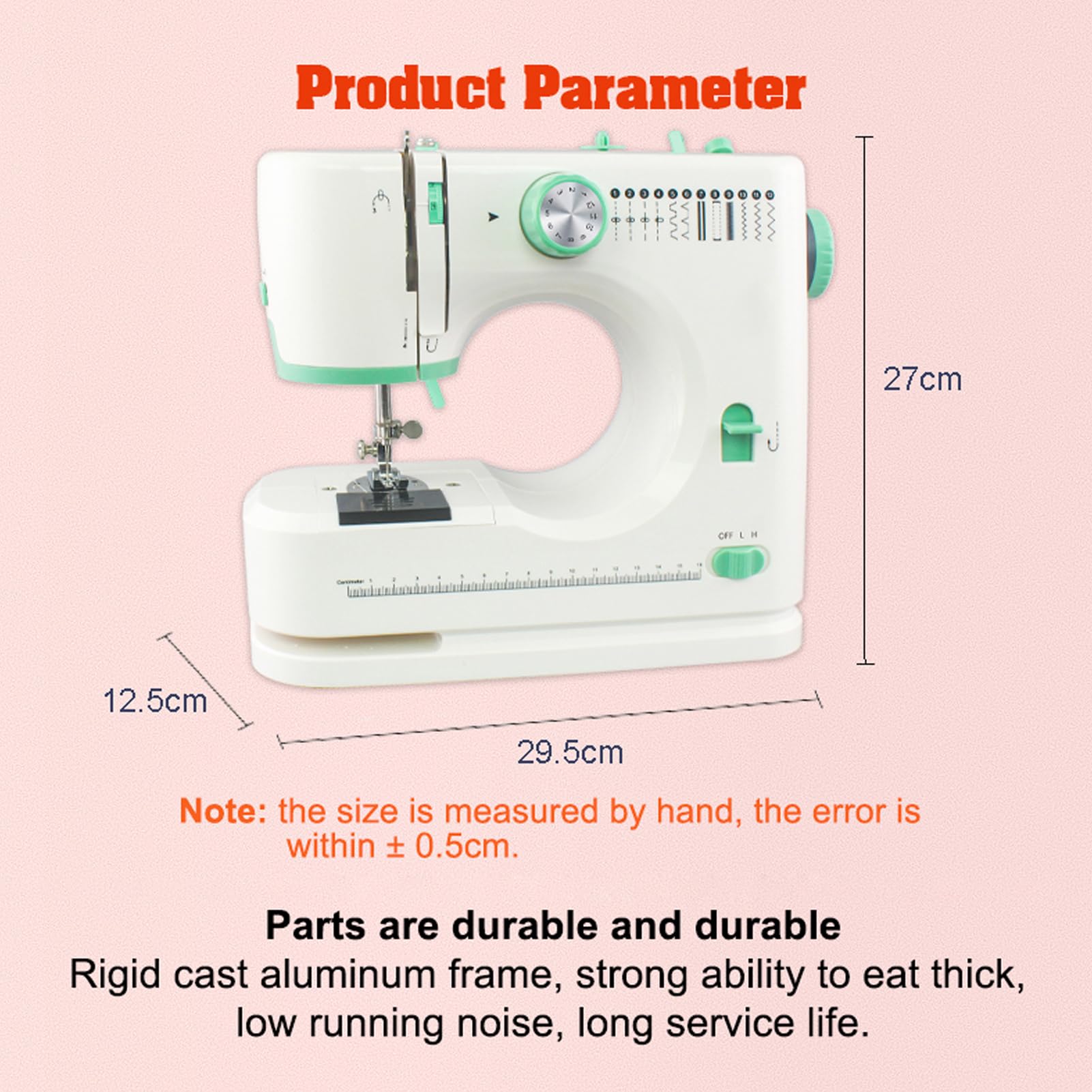 Máquina de coser para principiantes, 12 patrones de puntadas, máquina de coser eléctrica con mesa extensible, máquina de coser multifunción con accesorios de costura