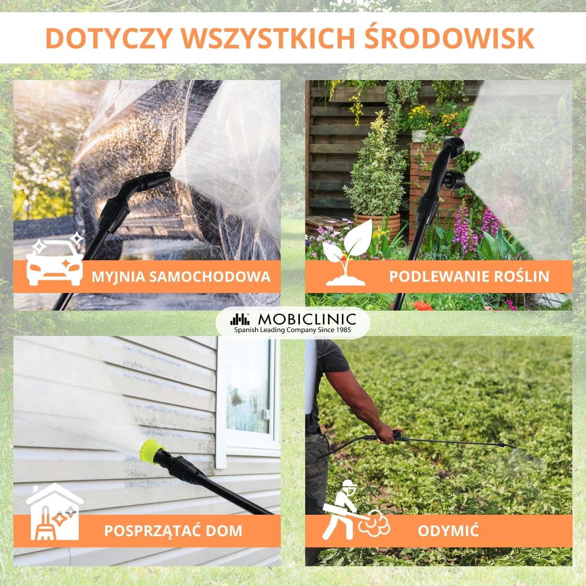 Mobiclinic®, Plecak opryskiwacz, 16 L, Ogrodnictwo, Ciśnienie Pompy, 4 Regulowane Dysze, Lekki 2 kg, Opryskiwacz, Nawadnianie, Zwalczanie Szkodników, Pielęgnacja Roślin, Fumibug
