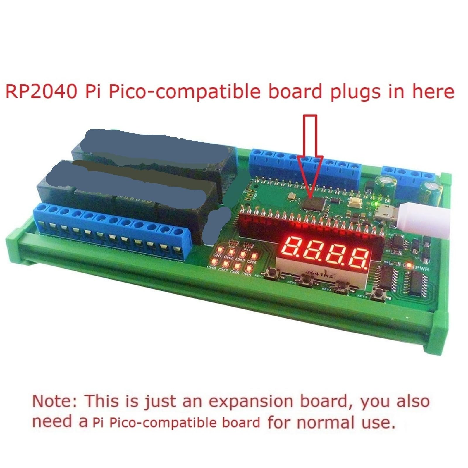 DN33C08 8ch RS485 PLC IO Scheda Espansione Modulo relè ritardo multifunzione per RasPi RPI Pico Python C++