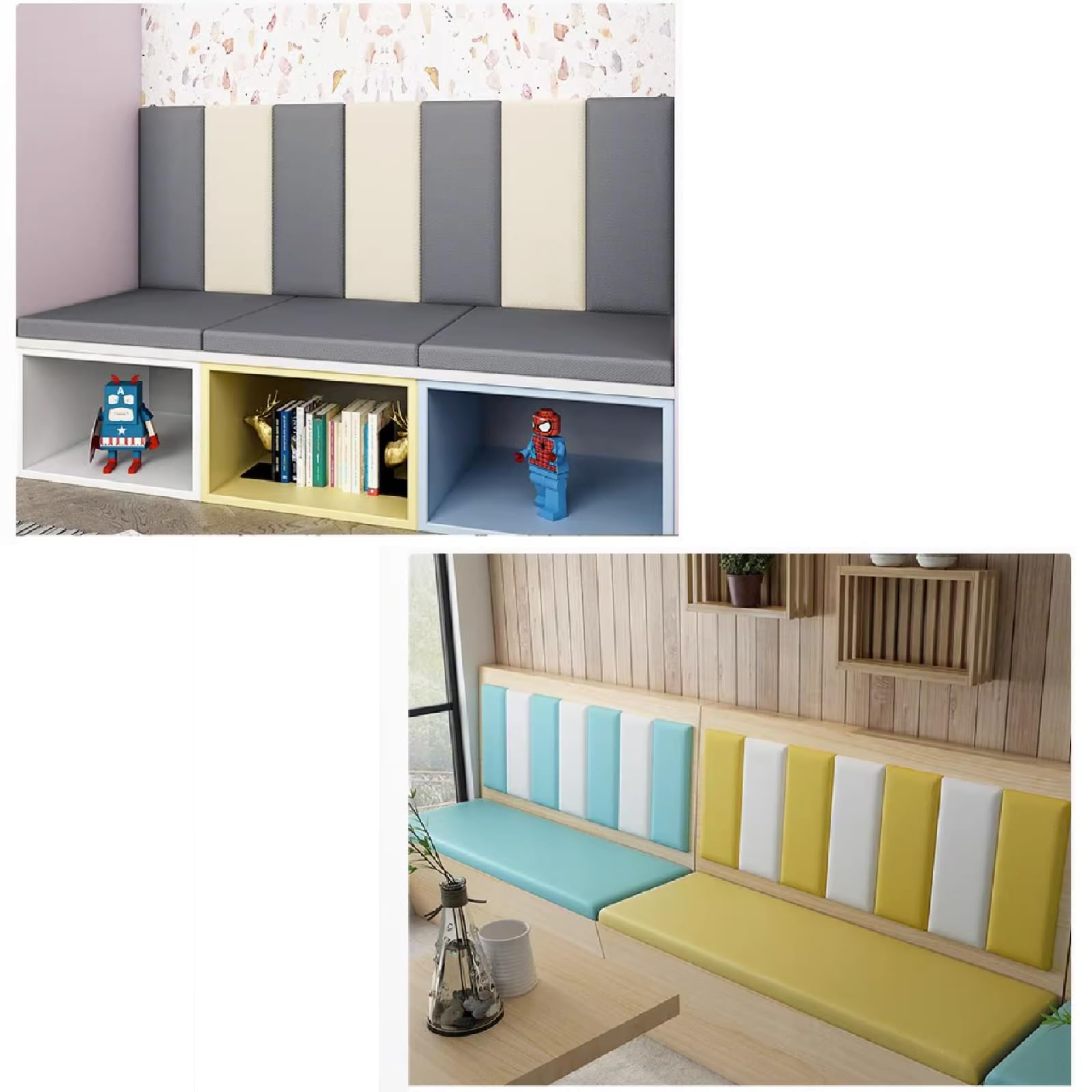 Samoprzylepna antykolizyjna naklejka ścienna 3D, miękka tkanina bawełniana o grubości 3,2 cm do sypialni/salonu/ściany telewizora/dekoracji domu (kolor: szary, rozmiar: 50 x 100 cm)