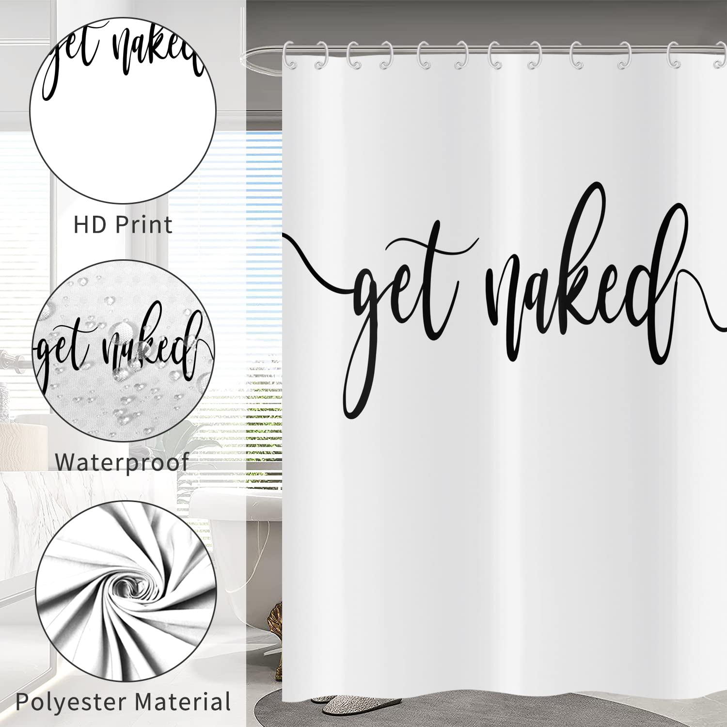 Hnmdmyi White Shower Curtain 180x180 - Image 4