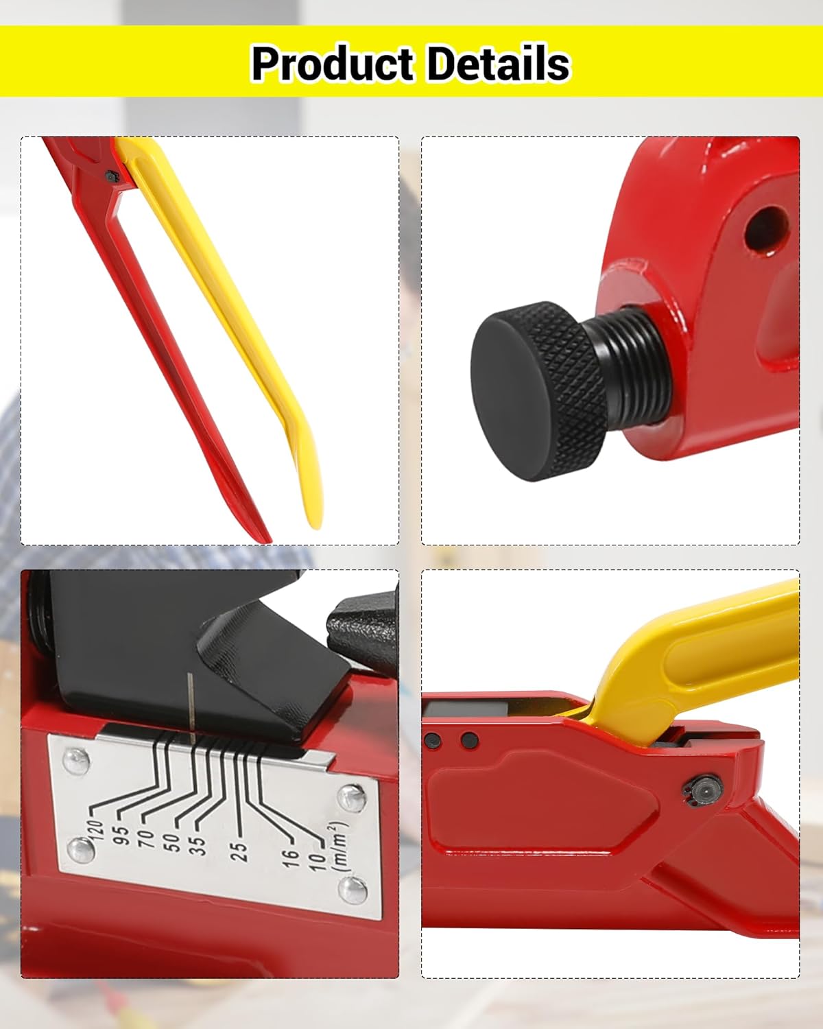 Upgraded Battery Cable Lug Crimping Tool AWG 8–4/0 DIELESS Indent Battery Terminal Crimper, Compatible with Lug Crimper & Anderson PP/SB Connector, Dieless Lug Crimper with AWG&DIN