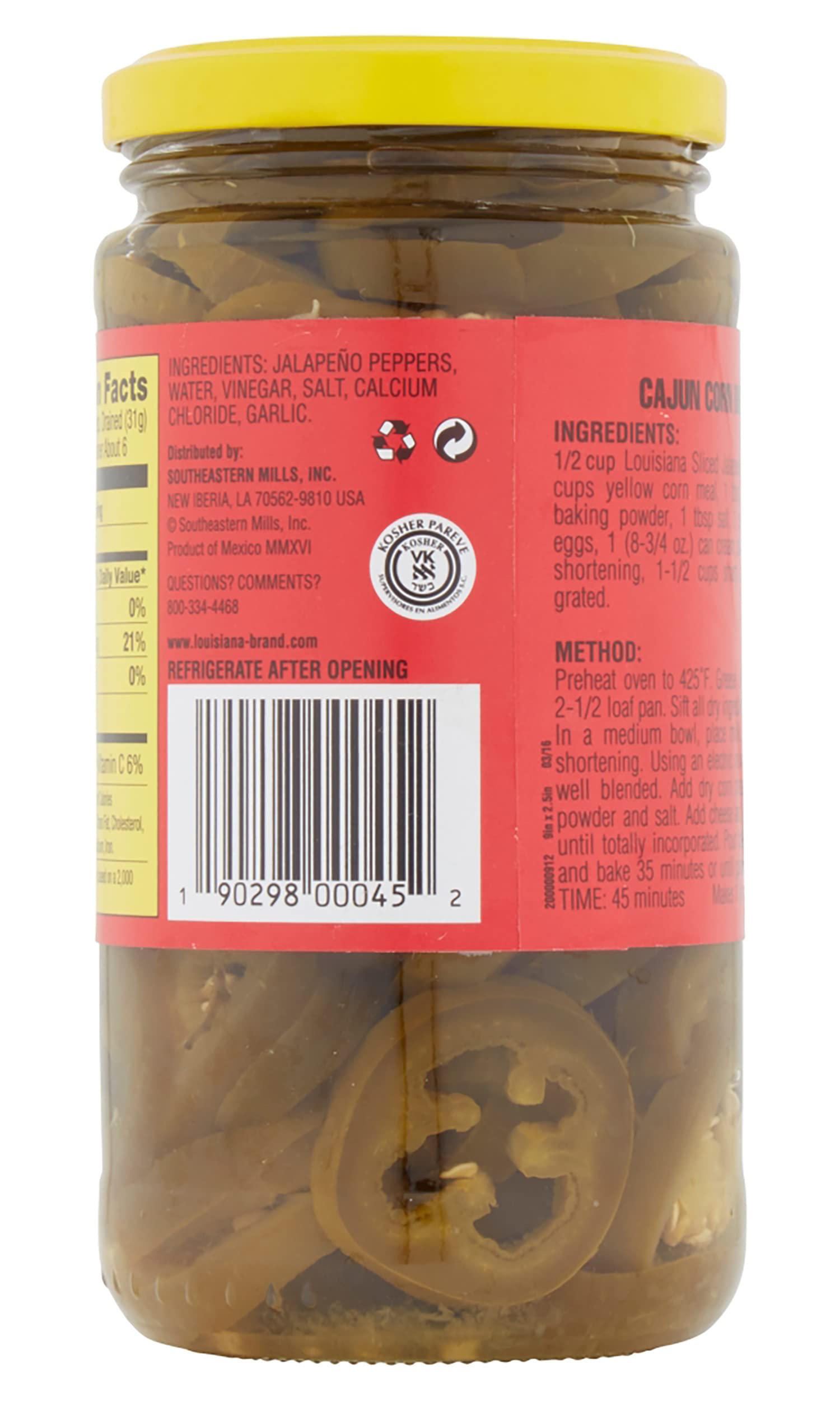 Louisiana Brand Sliced Jalapeno Peppers, 12 Ounce Glass Jar (Pack of 1)