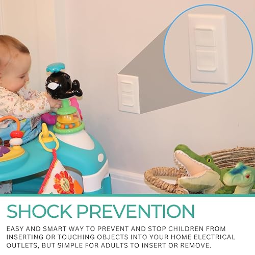 Miniatura 4 de Cubiertas blancas de doble toma de corriente a prueba de bebés (paquete de 20, 40 enchufes)  Cubiertas de enchufe a prueba de bebés para enchufes