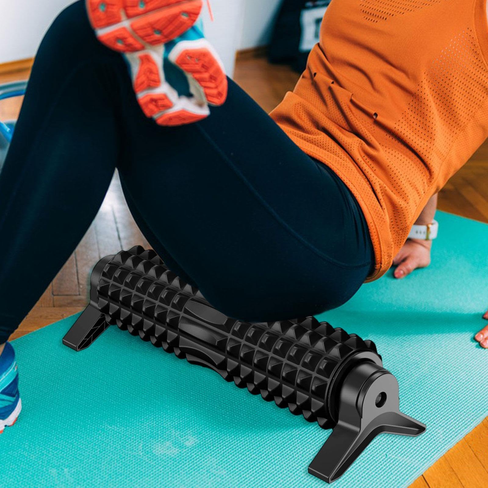 Schaumstoffrolle mit Ständer Massagerolle Multifunktionales Gerät Professionell für Muskelmassage Workout Pilates- Schwarz