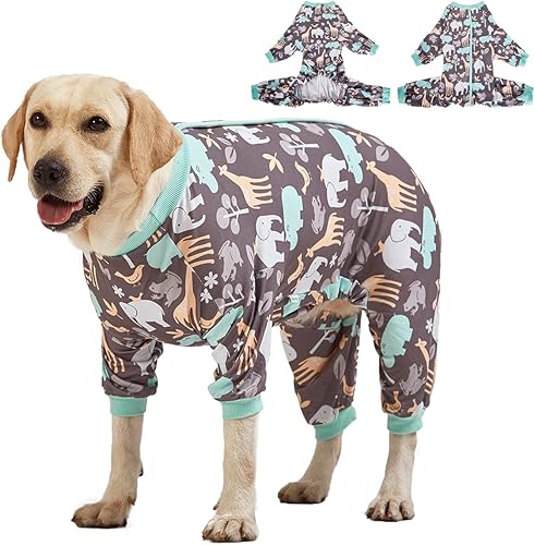 LovinPet Ropa para perros grandes, pijama acogedora para perros de Hippos Zoológico, ajuste delgado, pijama ligero sin botones, pijama de cobertura