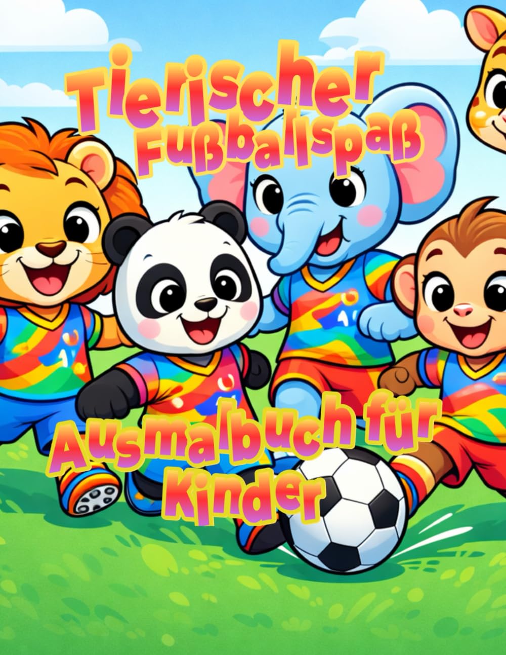 Tierischer Fußballspaß – Ausmalbuch für Kinder: 50 lustige Fußball-Tiere zum Ausmalen | Für Kinder von 3–6 Jahren | Schwarz-Weiß