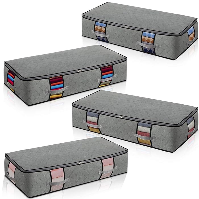 Buy ExtraLarge Under Bed Storage Foldable Container [4pack] Underbed