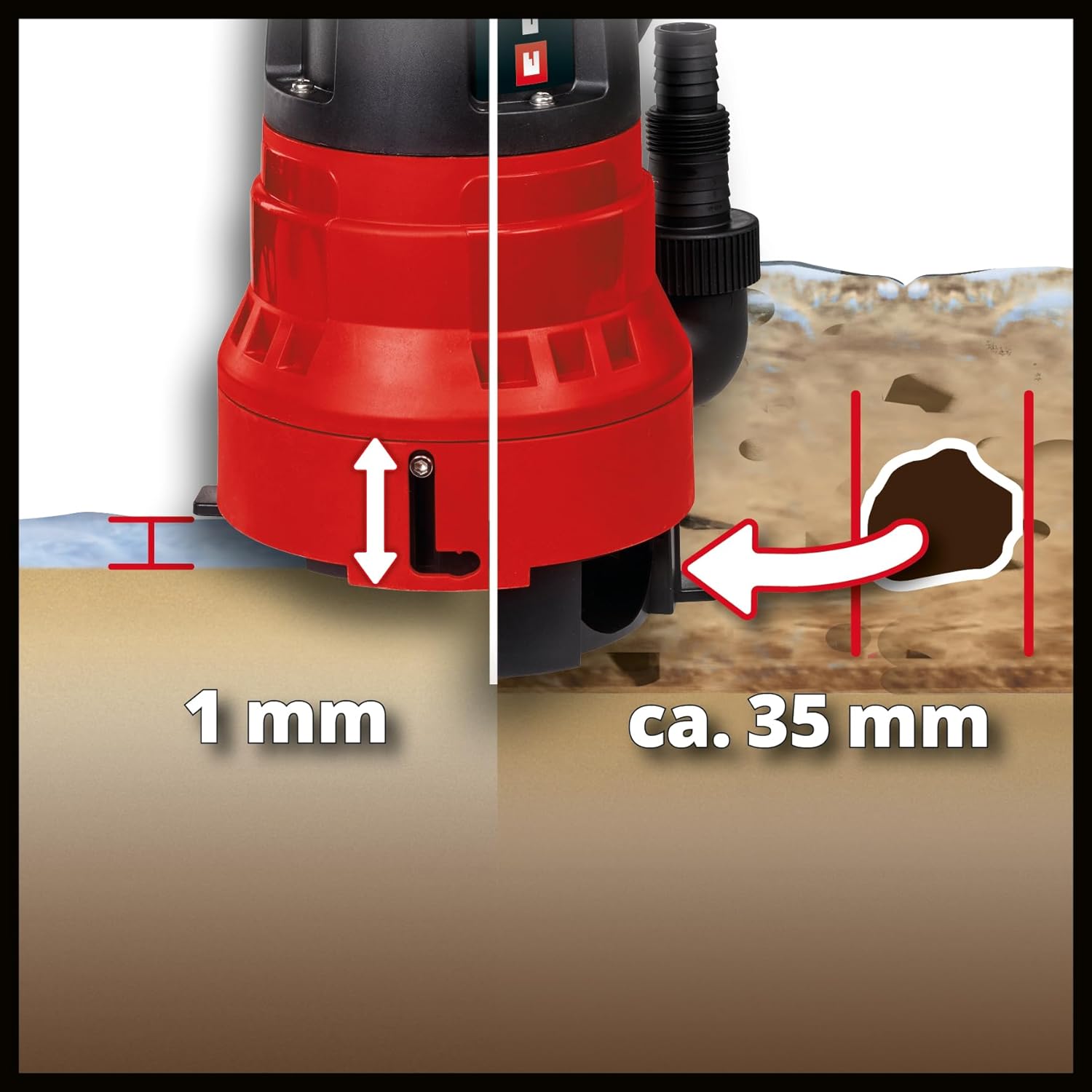 Einhell Pump for eaux chargées GC-DP 7035 LL (700 W, aspiration à plat jusqu'à 1 mm, debit of 16,000 L/h, 0.8 bar, depth of immersion of 7 m)