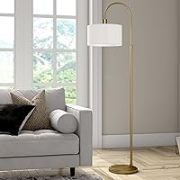 Vista 2 de Veronica Arc - Lámpara de pie con pantalla de tela en latón/blanco