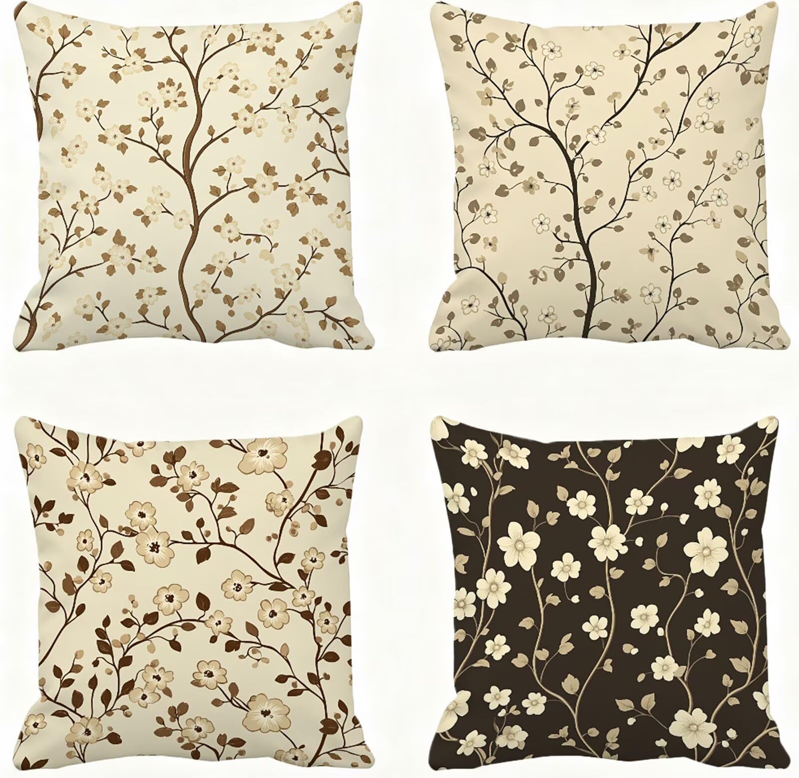 CrèMe Housse Coussin 60x60 Violet Taie Oreiller 60x60 Lot de 4 Super Doux Protege Oreiller 60 x 60 Decoration Automne Taie D'oreiller Carrées Coussin Canape, pour Maison Chambre Canapé Chaise E - 390