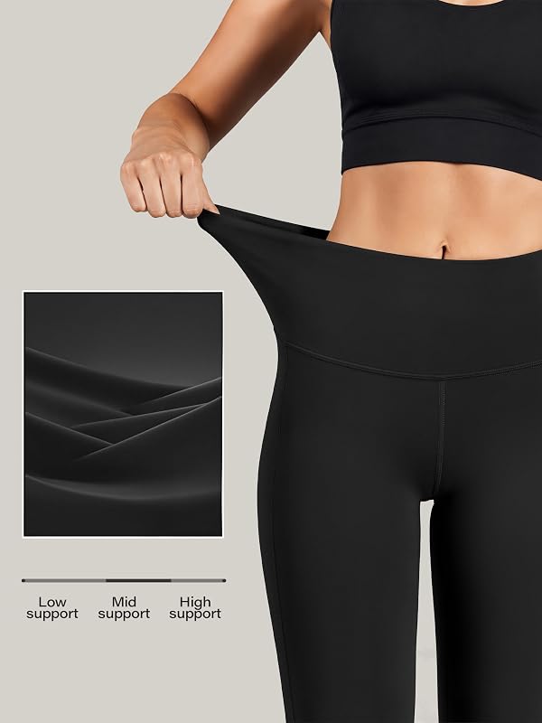 TaskWay Leggings for Women 25" High-Waisted Soft Stretchy Seamless Workout Running Yoga,Pilates,Athletic Pants（Black M） image 5