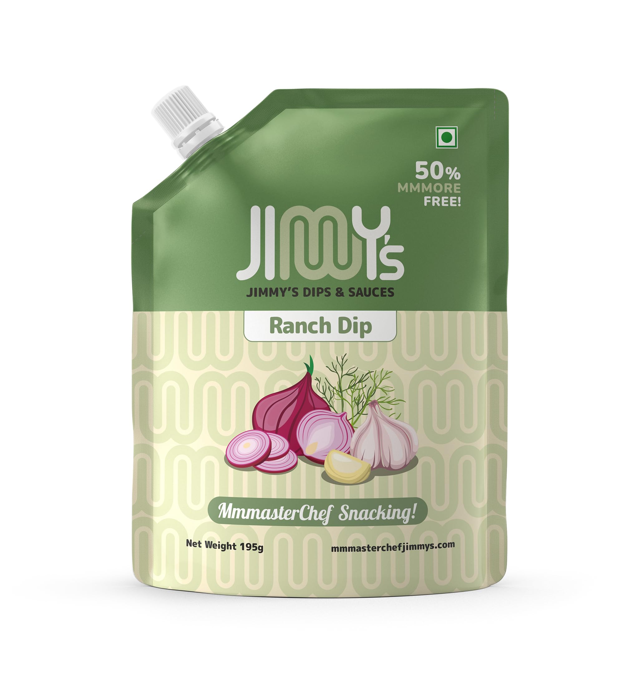 Jimmy’s Ranch Dip | 100% Eggless Creamy Herb Dip | Classic Ranch Flavor with Dill, Parsley & Onion | Perfect Spread & Dressing for Wraps, Burgers, Sandwiches, Fries, Salads & Party Platters | 195g Resealable Pouch