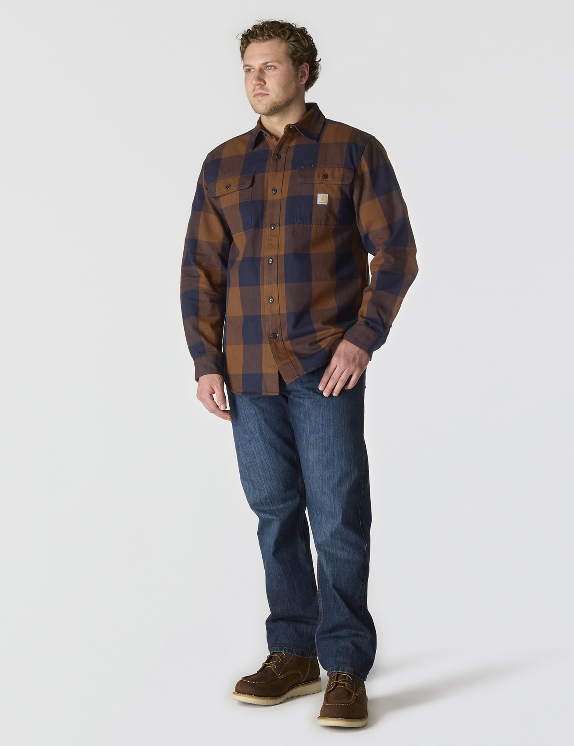 Carhartt Lässiger Schnitt Schweres Flanell Kariert Langarmhemd Herren Loose Fit Heavyweight Flannel Long-Sleeve Plaid Shirt (1 Set)