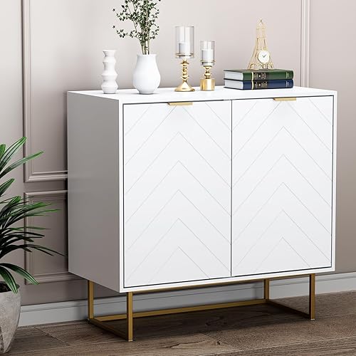 Scurrty Aparador de 31.5 pulgadas con almacenamiento, gabinete moderno de acento negro, armario de almacenamiento con puertas y estante ajustable