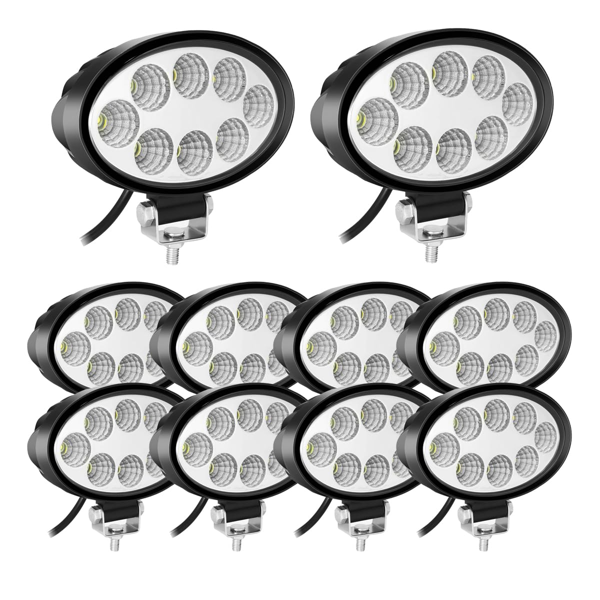 10x24w Oval Faro de Trabajo，Foco Led Coche Luz de Trabajo LED 12V 24V，IP68 Impermeable de Faros Led for Tractor，Off Road，Motorcycle，Bicicleta