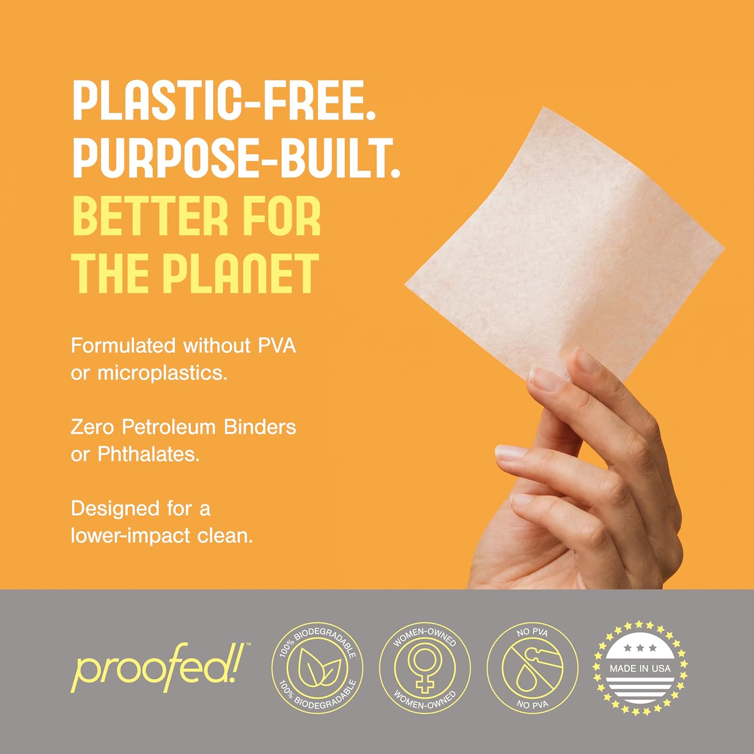 Proofed! Laundry Detergent Sheets, 96 Count, Fragrance-Free, The Only 100% Plastic-Free Sheet, No PVA or PVOH, Hypoallergenic, Bio-Based Ingredients, Made in USA, 3 Boxes