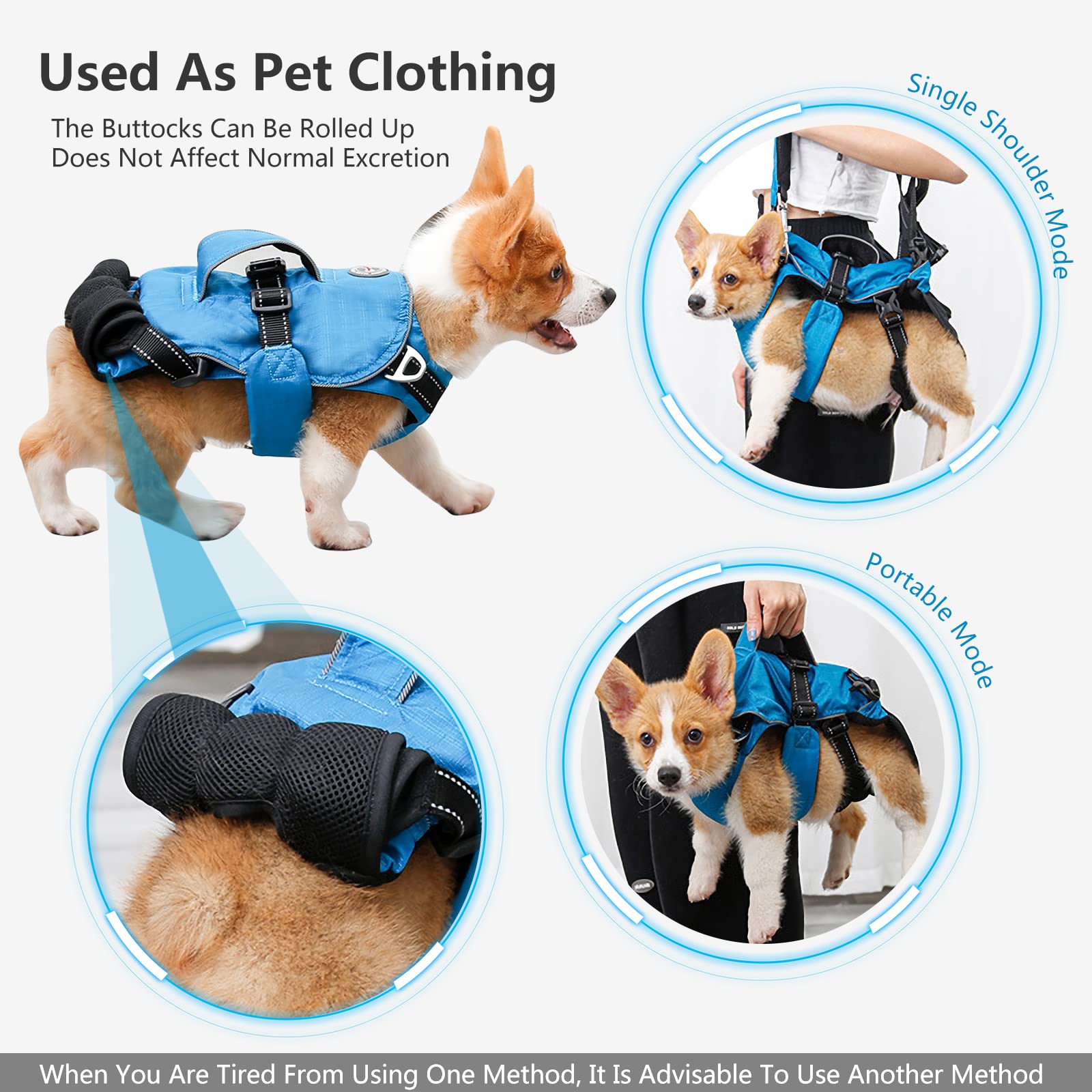 PETCUTE 5-IN-1 Zaino Frontale per Cani,Traspirante Marsupio per Cani con Cinturino Riflettente,Maniglia Confortevole,Regolabile,Borsa da Trasporto per Cane per Viaggio,Campeggio,Passeggiate