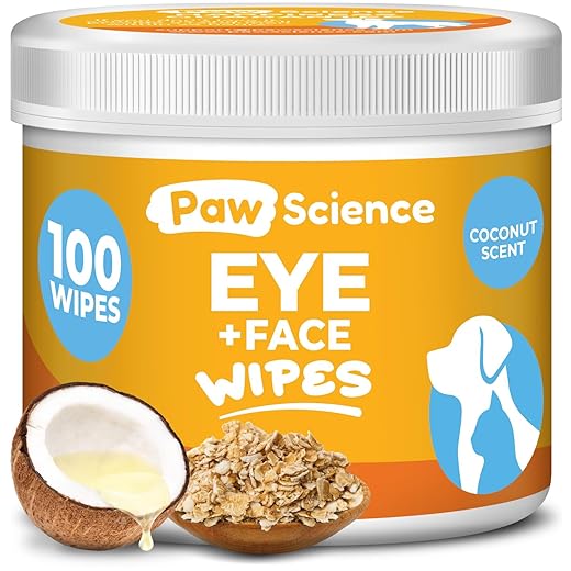 Dog Eye Wipes - Hypoallergenic Eye & Face Wipes for Dogs, Cats, & Puppy - Pet Tear Stain Remover & Cleaner - Gently Cleans & Removes Discharge, Crust, & Gunk (Coconut)