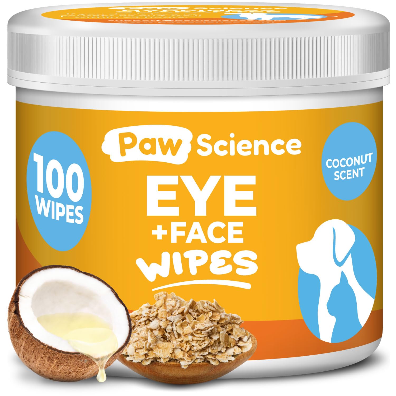 Dog Eye Wipes - Hypoallergenic Eye & Face Wipes for Dogs, Cats, & Puppy - Pet Tear Stain Remover & Cleaner - Gently Cleans & Removes Discharge, Crust, & Gunk (Coconut)