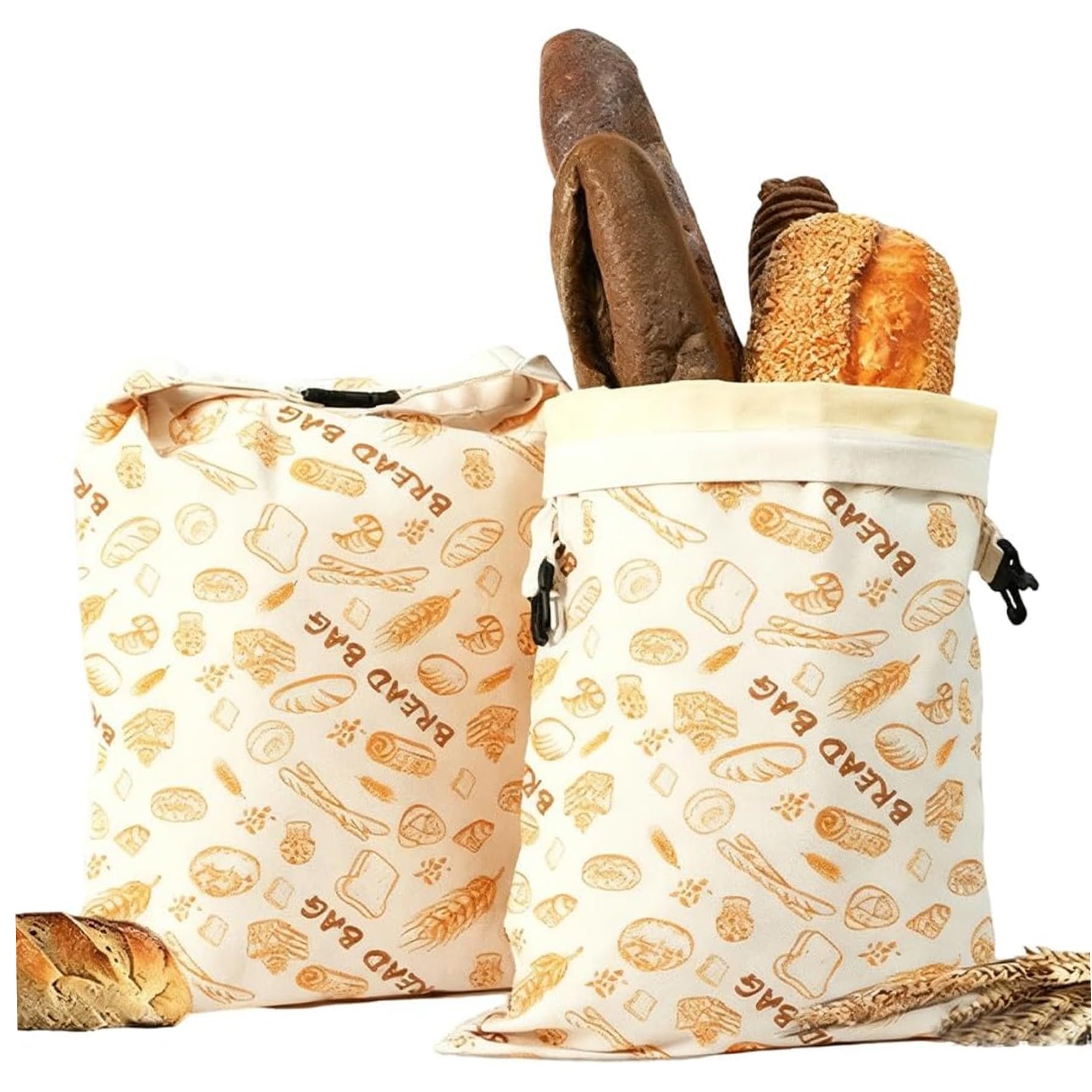 Xdyyjrasa Beeswax Bread Bags - 2-Pack Reusable Bread Storage Bags, 33x43 cm with Natural Wax Lining for Sourdough Homemade