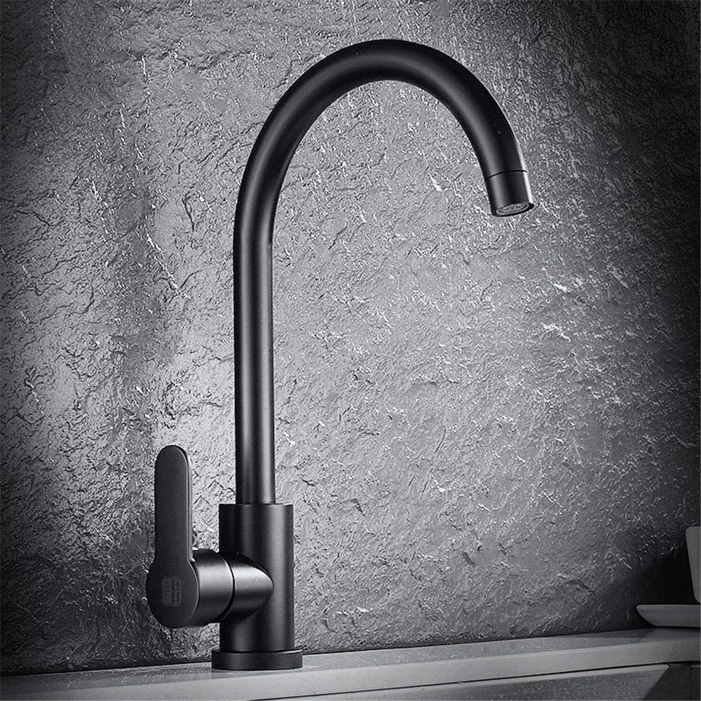 Robinet de cuisine rotatif 360 avec mitigeur eau chaude et froide en inox noir