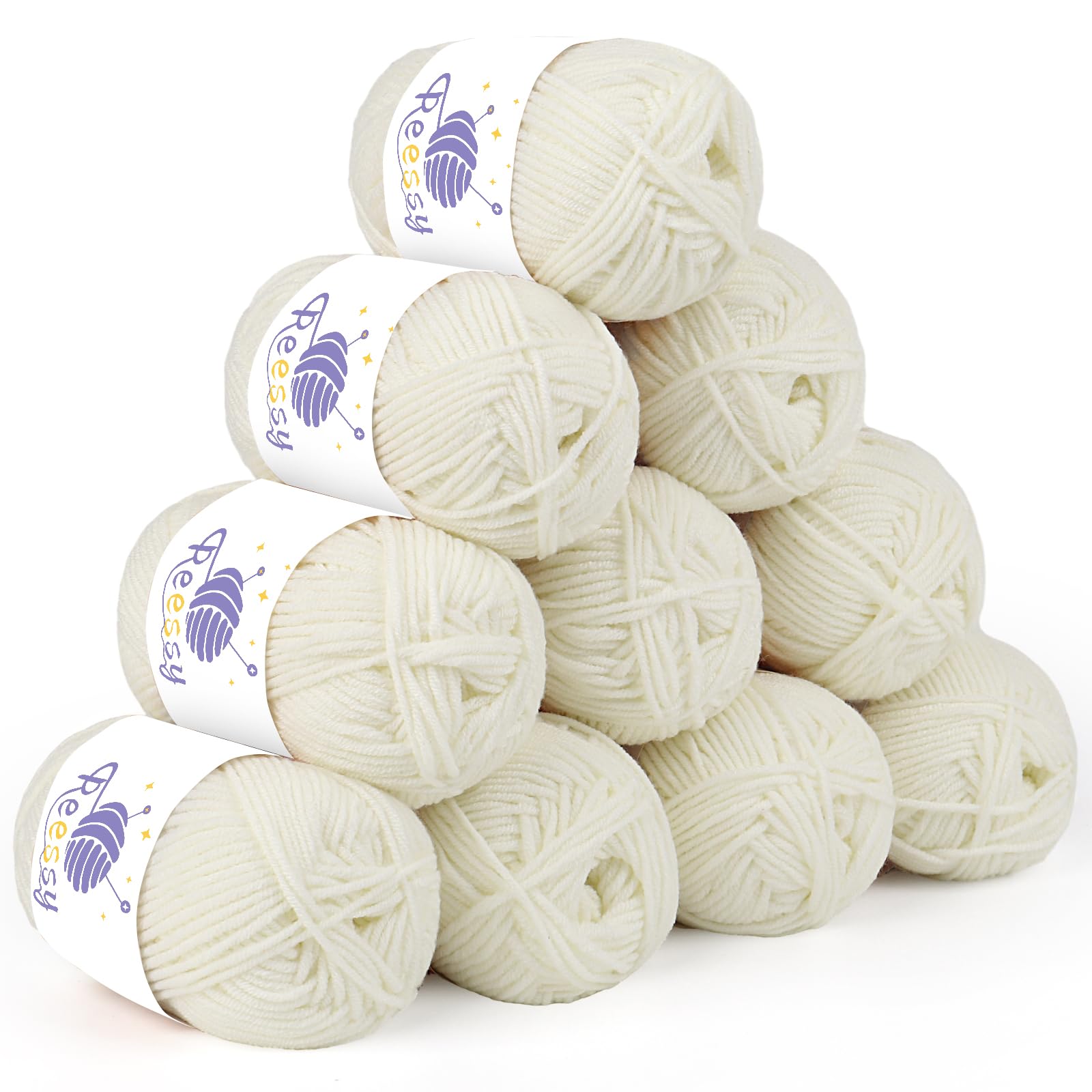 Reessy Knitting Wool, 10 × 50g Acrylic Yarn Crochet Yarn Set