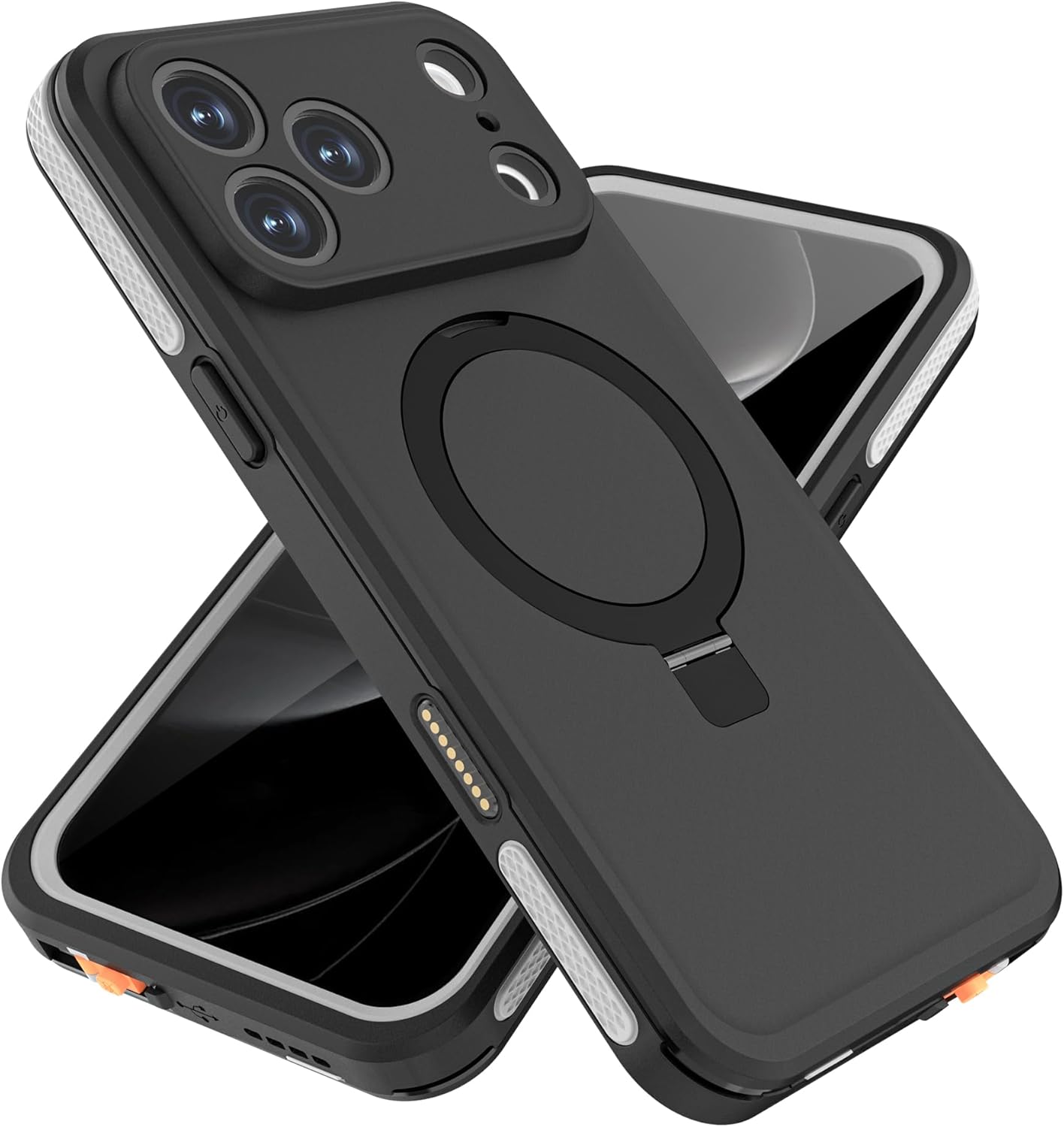 Hllhunkhe for iPhone 17 Pro Max Case, IP68 Waterproof Dustproof Case, [Built-in Screen Protector] [Invisible Kickstand] [Fit for Magsafe] Full Body Heavy Duty Rugged Phone Cover, Black