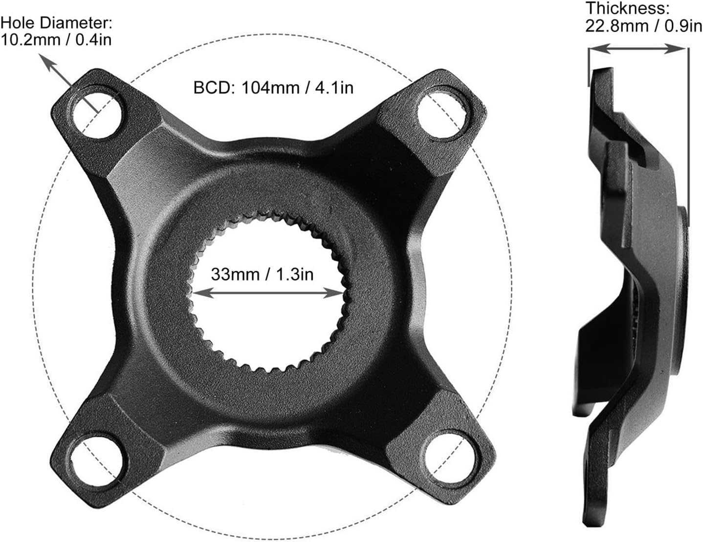 Uxsiya Motor Gear Adapter, Chain Ring Chainrings Spider Adapter 4 Jaw Base Mid Drive Chainring Spider Support for M500 G520 M600 G521 M510