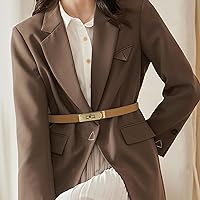 Vista 75 de Cinturón de cuero clásico con hebilla de metal para mujer con vestido de jeans Aah-negro-clásico